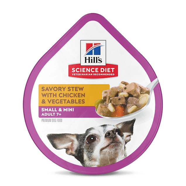 Hill's Science Diet Adult 7+ Small Paws Savory Stew Chicken & Vegetables Canned Dog Food, 3.5 oz., Case of 12 - Carousel image #1
