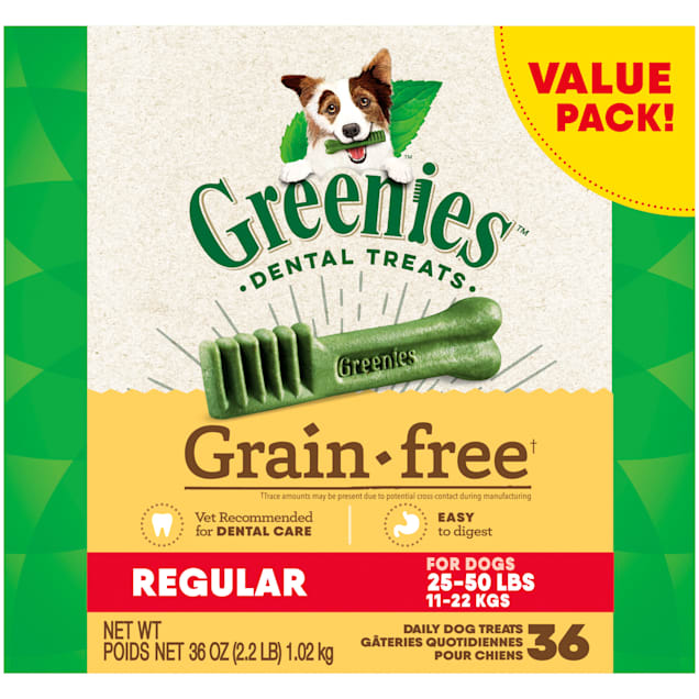 Greenies Grain Free Regular Natural Dog Dental Care Chews Oral Health Dog Treats, 36 oz., Count of 36 - Carousel image #1