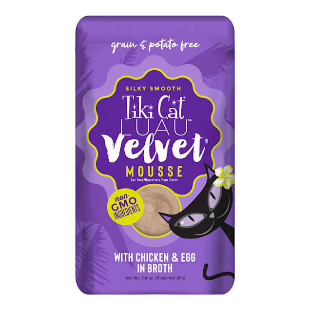 Tiki Cat Velvet Mousse Chicken & Egg Wet Cat Food Pouch, 2.8 oz., Case of 12 - Carousel image #1