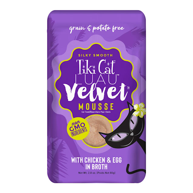Tiki Cat Velvet Mousse Chicken & Egg Wet Cat Food Pouch, 2.8 oz., Case of 12 - Carousel image #1