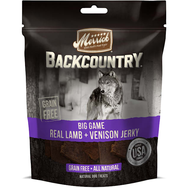 Merrick Backcountry Big Game Real Lamb + Venison Jerky Grain Free Dog Treats, 4.5 oz. - Carousel image #1