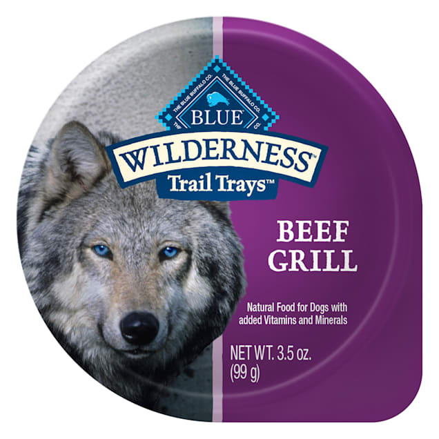 Blue Buffalo Blue Wilderness Trail Trays Beef Grill Wet Dog Food, 3.5 oz., Case of 12 - Carousel image #1