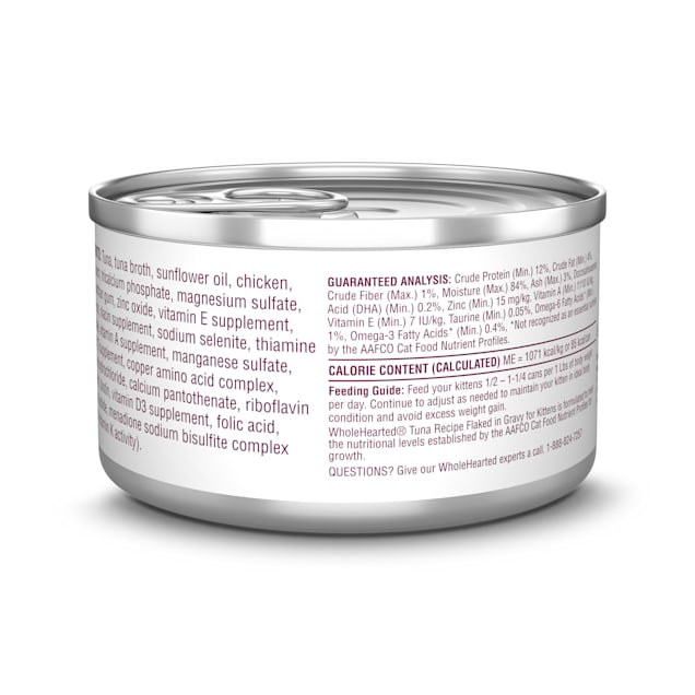 WholeHearted Canned Kitten Food Grain Free Tuna Recipe Flaked in Gravy 2.8 OZ Case of 12