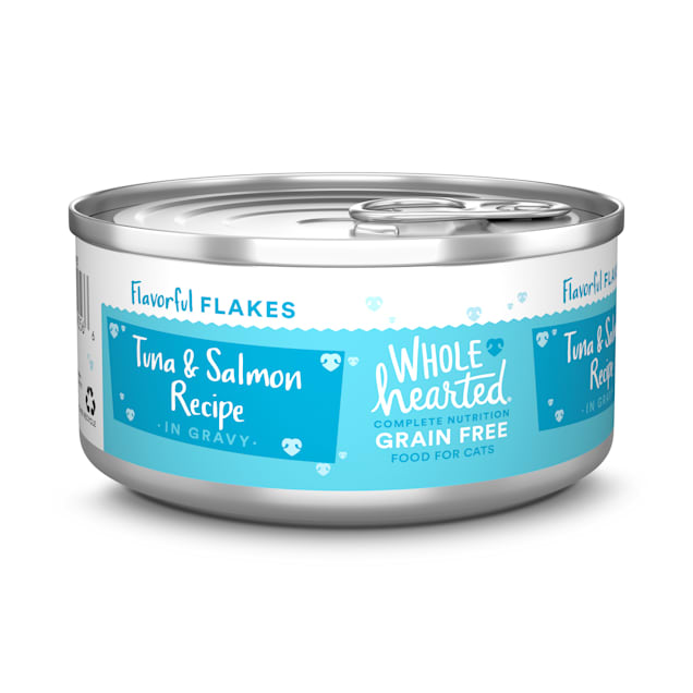 WholeHearted All Life Stages Canned Cat Food - Grain Free Tuna and Salmon Recipe Flaked in Gravy, 5.5 OZ, Case of 12 - Carousel image #1