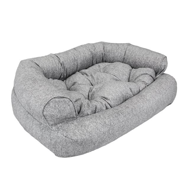 Snoozer Luxury Overstuffed Pet Sofa, 20" L X 30" W X 8" H, Palmer Dove - Carousel image #1