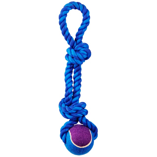 Leaps & Bounds Toss and Tug Tennis Ball and Rope Handle Dog Toy, 13" - Carousel image #1