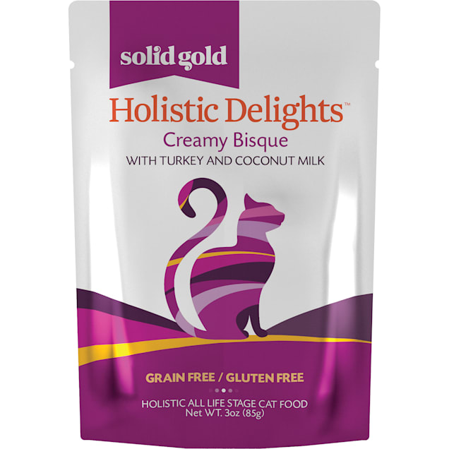 Solid Gold Holistic Delights Turkey & Coconut Milk Creamy Bisque Cat Food, 3 oz., Case of 12 - Carousel image #1