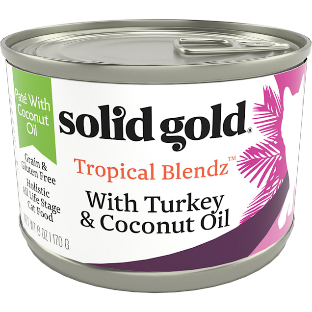 Solid Gold Tropical Blendz Turkey Coconut Oil Pate Wet Cat Food 6 oz. Case of 8