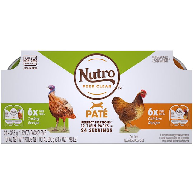 Nutro Perfect Portions Pate Multi-Pack Real Chicken & Turkey Wet Cat Food, 1.98 lbs., Count of 12 - Carousel image #1