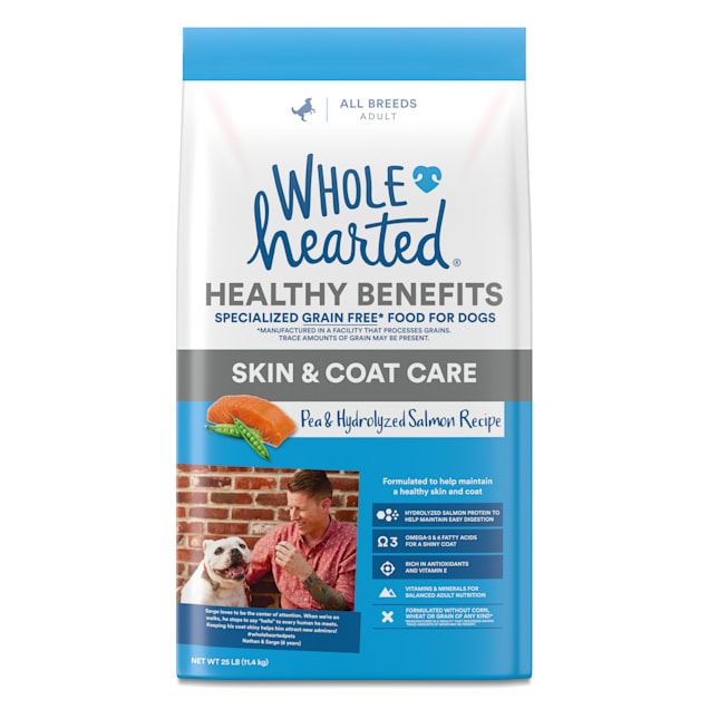 WholeHearted Grain Free Skin and Coat Care Pea and Salmon Recipe Dry Dog Food, 25 lbs. - Carousel image #1