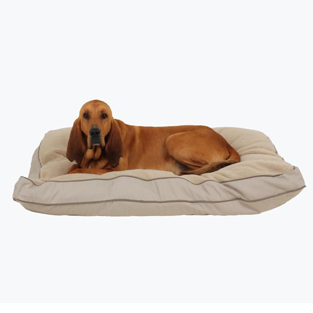 Carolina Pet Company Rectangular Napper with Berber Top in Canvas with Cording, 48" L X 36" W X 4" H, Khaki/Sage - Carousel image #1