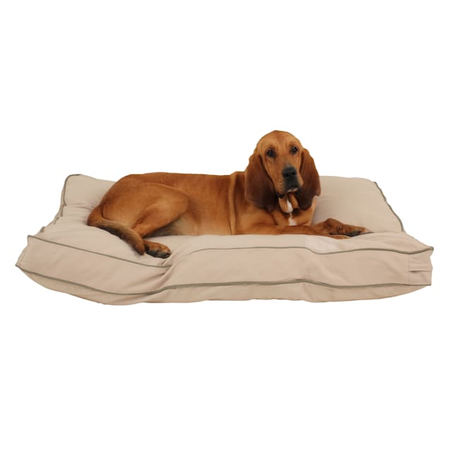 Carolina Pet Rectangular Napper in Khaki Canvas with Sage Cording, 48" L x 36" W - Carousel image #1