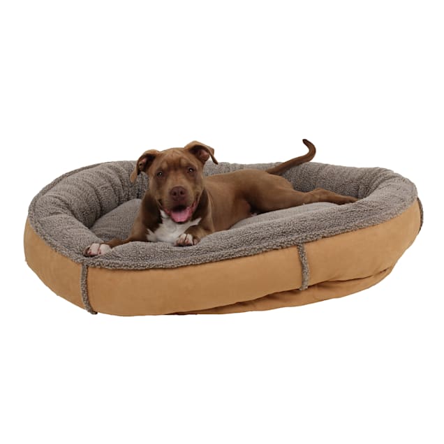 Carolina Pet Faux Suede & Sherpa Comfy Cup in Caramel, 42" L x 36" W - Carousel image #1
