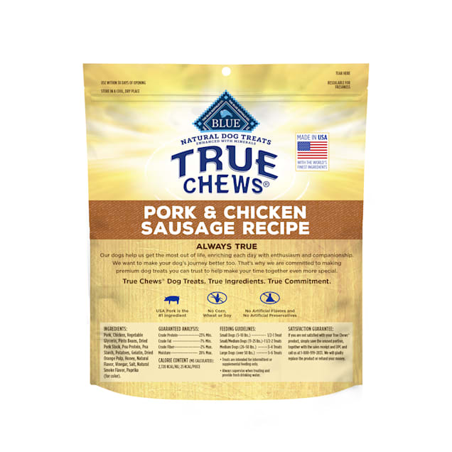 Top chews pork & chicken sausage dog treats top