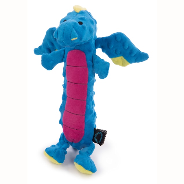 goDog Large Blue Dragon Chew Guard Durable Plush Toy