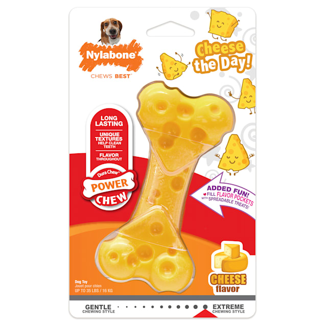 Nylabone Power Chew Cheese Bone Toy, Medium - Carousel image #1