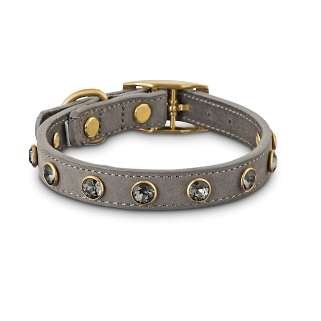 Bond & Co. Jeweled Gray Suede Dog Collar, X-Small/Small - Carousel image #1