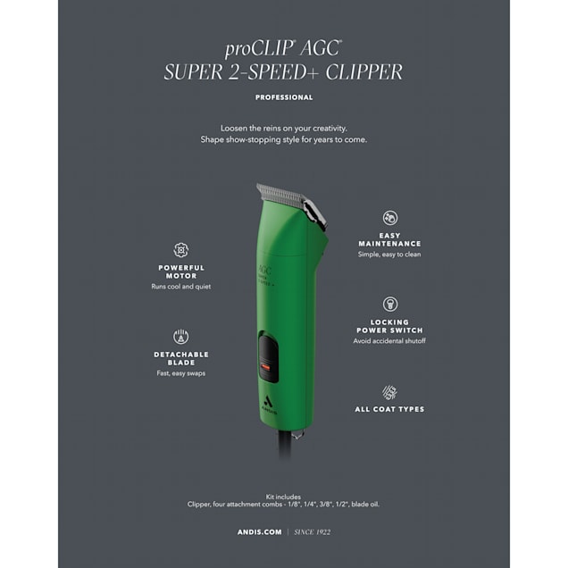 Andis ProClip AGC Super 2-Speed Detachagle Blade Clipper, Green - Carousel image #1
