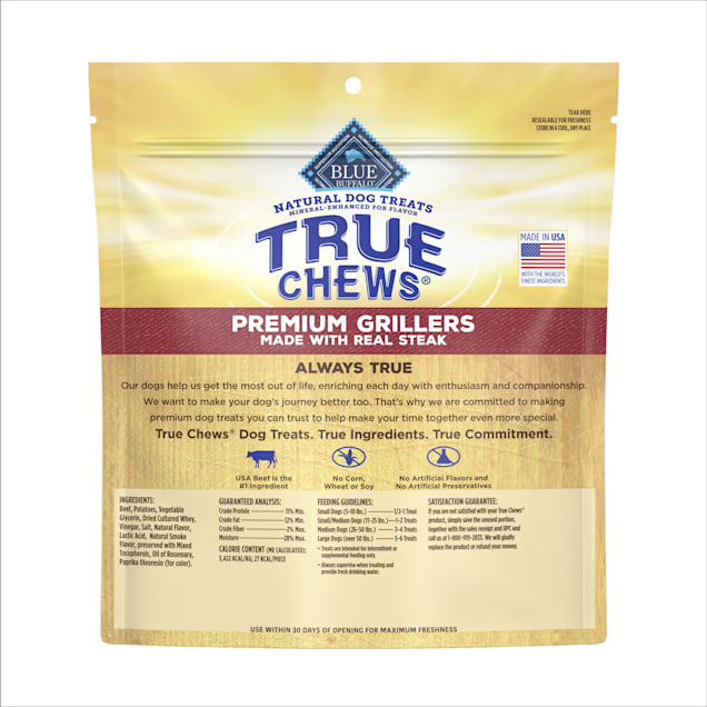 Blue Buffalo True Chews Natural Premium Steak Grillers Dog Treats 20 oz