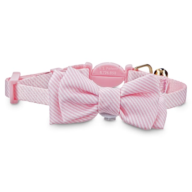 Bond & Co. Pink Seersucker Breakaway Bowtie Kitten Collar - Carousel image #1