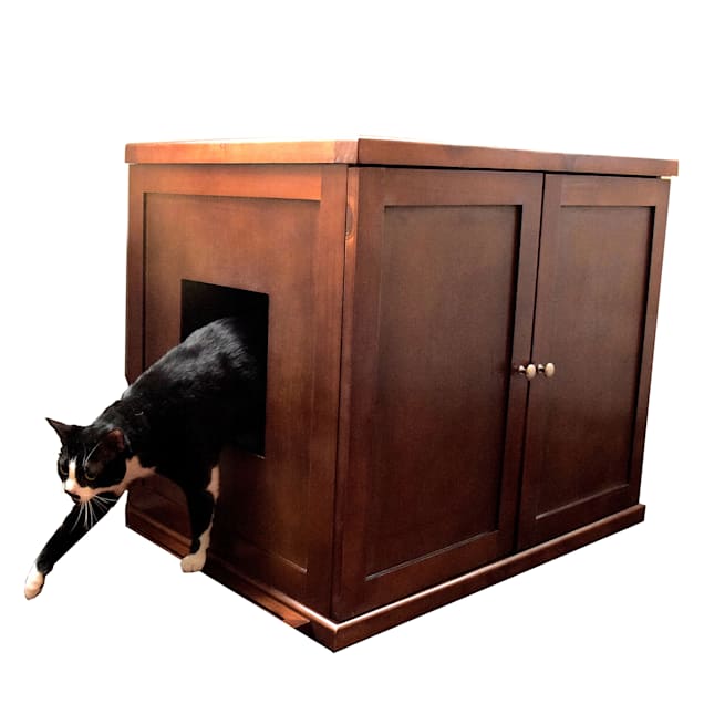 THE REFINED FELINE Cat Litter Box Enclosure Cabinet Cottage Style Hidden Litter Tray Cat Furniture Large XLarge Mahogany Color