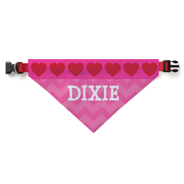 Custom Personalization Solutions Personalized Hearts Dog Bandana Collar Cover Red - Carousel image #1