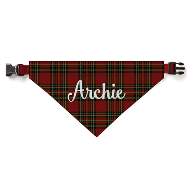 Custom Personalization Solutions Christmas Plaid Personalized Pet Bandana Collar Cover - Carousel image #1