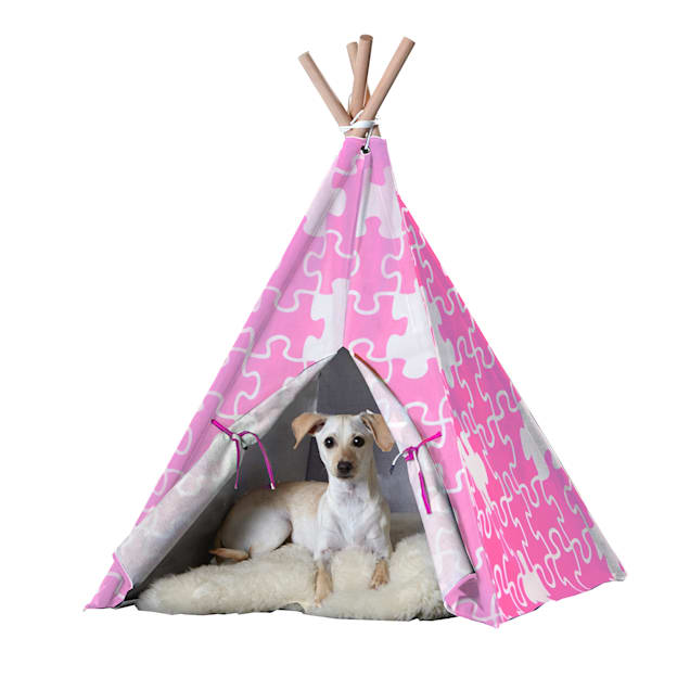 Zoovilla Pet Teepee Pink Puzzle, 39.96"L X 39.96"W - Carousel image #1