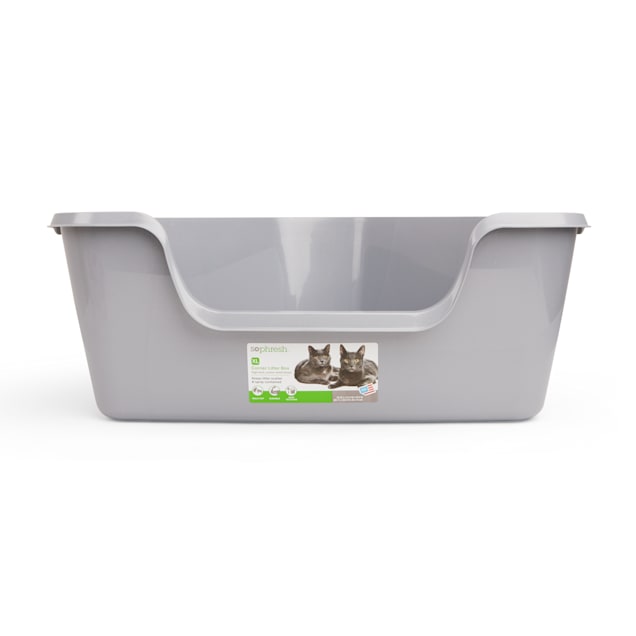 So Phresh Scatter Shield High-Back Litter Box in Gray, 24 L X 18 W X 10 H