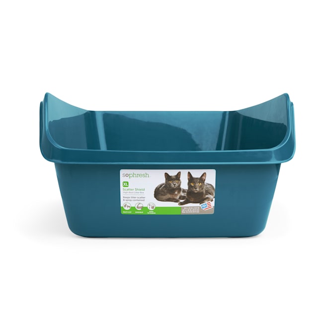 So Phresh Teal Scatter Shield High Back Litter Box for Cat X Large Petco