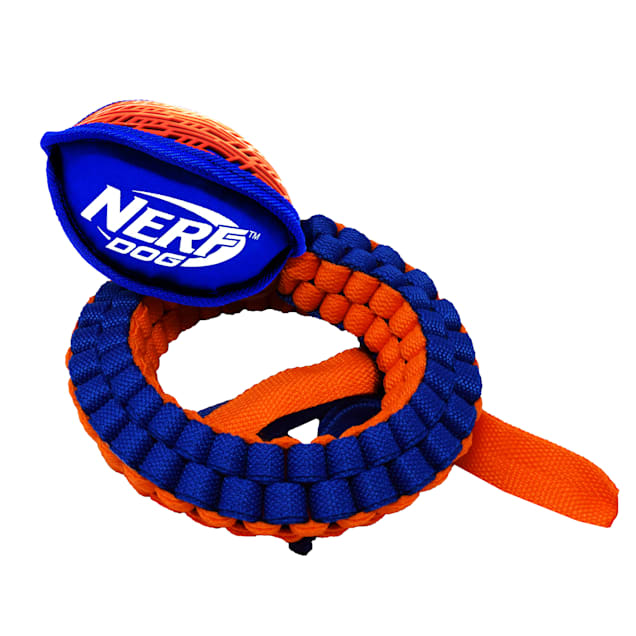 Nerf Thermoplastic Rubber Nylon Force Grip Vortex Chain Tug for Dogs, Medium - Carousel image #1