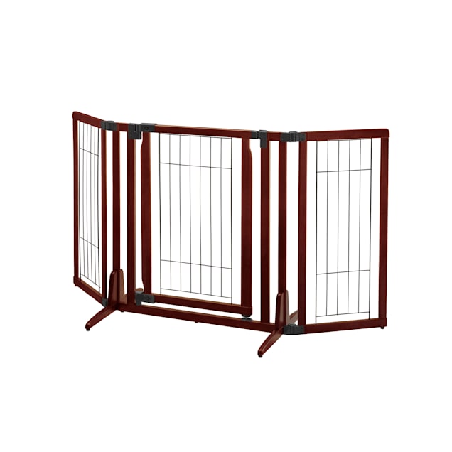 Richell Premium Plus Freestanding Brown Pet Gate, 63" x 32" x 26" Petco