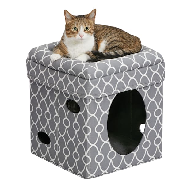 Midwest Curious Cat Cube in Gray, 16.5" H - Carousel image #1