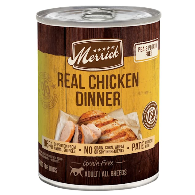 Merrick Real Grain Free Chicken Dinner Canned Wet Dog Food, 12.7