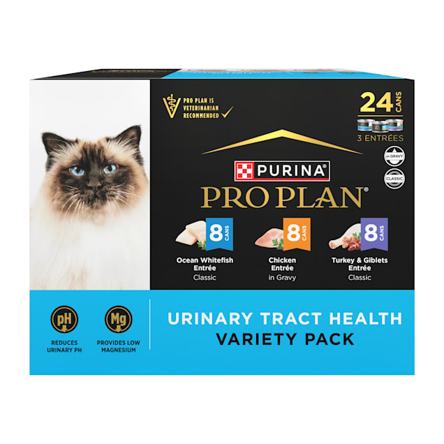 Purina Pro Plan Urinary Tract Health Ocean Whitefish Chicken Turkey and Giblets Wet Cat Food Variety Pack 3 oz. Count of 24