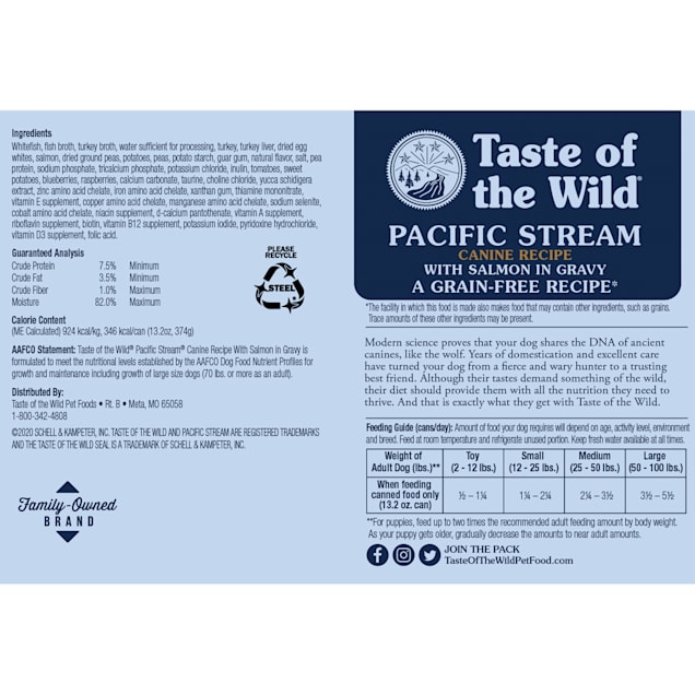 Taste of the Wild Pacific Stream Canine Dog Food Recipe with Salmon in Gravy 13.2 oz. Case of 12