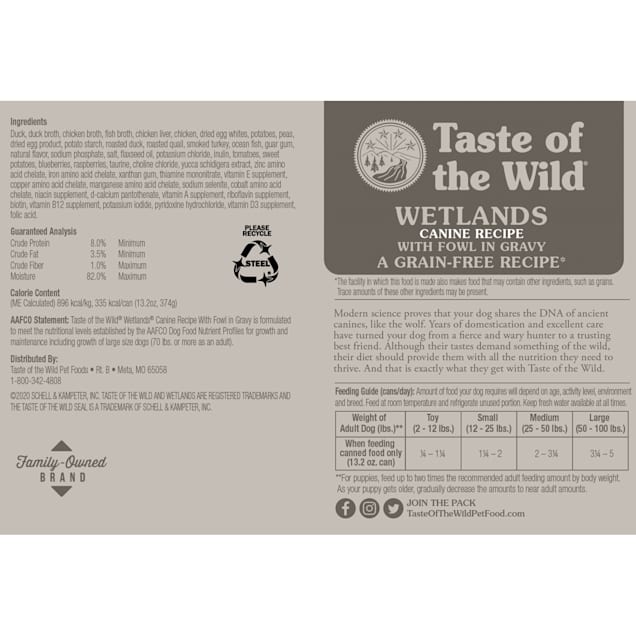 Taste of the Wild Wetlands Grain Free Wet Canned Dog Food with