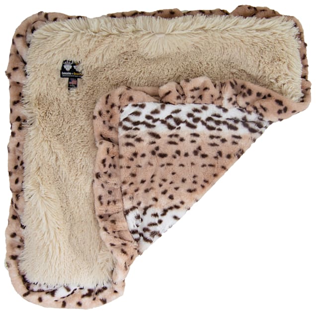 Bessie & Barnie Luxury Ultra Plush Aspen Snow Leopard Blondie Pet Blanket for Dogs, 36" x 36" - Carousel image #1