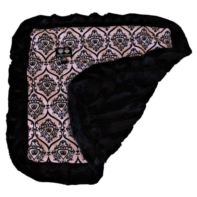 Bessie & Barnie Luxury Ultra Plush Versaille Pink Black Puma Pet Blanket for Dogs, 36" x 36" - Carousel image #1