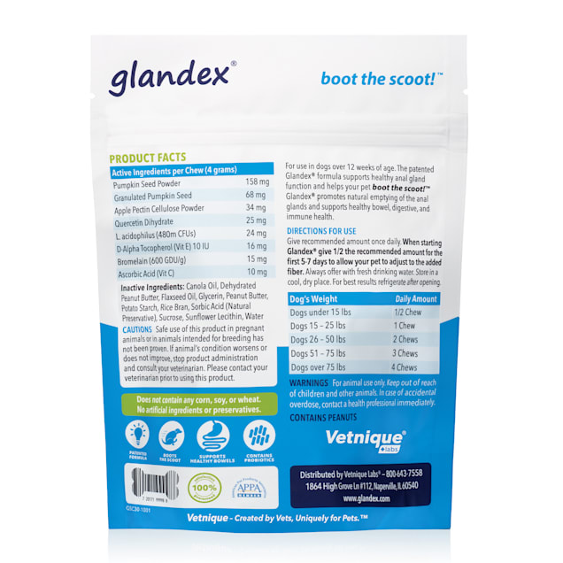 glandex soft chews anal gland fiber probiotic digestive supplement for dogs 4 25 oz