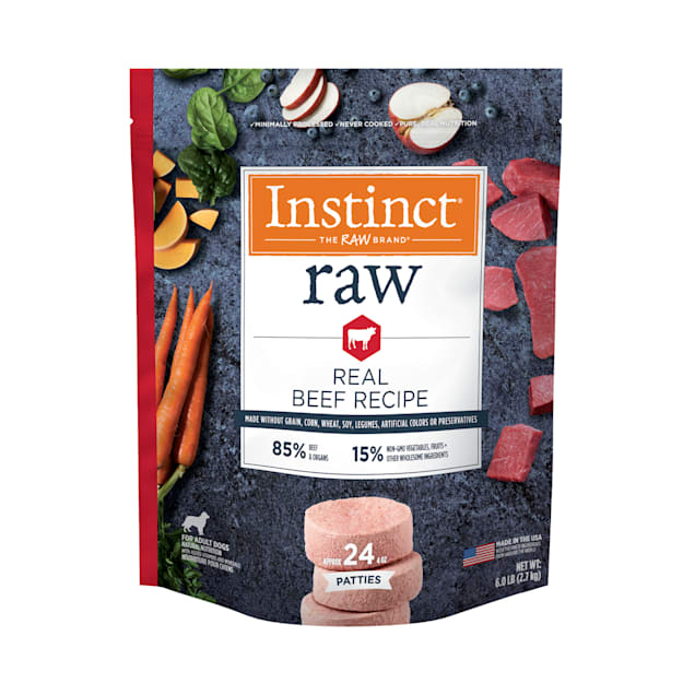 Instinct Frozen Raw Patties Grain-Free Real Beef Recipe Dog Food, 6 lbs. - Carousel image #1