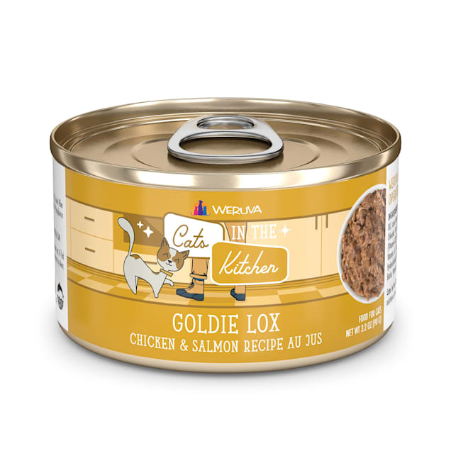Cats in the Kitchen Originals Goldie Lox Chicken and Salmon Recipe Au Jus Wet Cat Food, 3.2 oz., Case of 24 - Carousel image #1