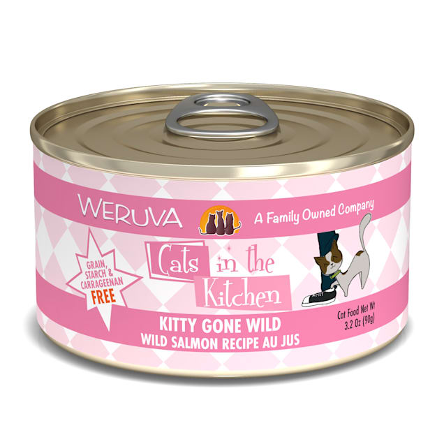 Cats in the Kitchen Originals Kitty Gone Wild Wild Salmon Recipe Au Jus Wet Cat Food, 3.2 oz., Case of 24 - Carousel image #1