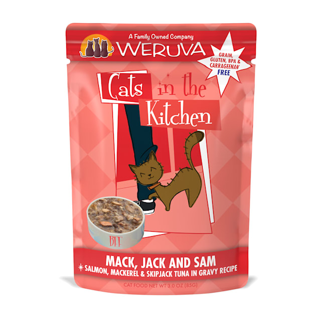 Cats in the Kitchen Originals Mack, Jack and Sam Salmon Tuna in Gravy Recipe Wet Food, 3 oz., Case of 12 - Carousel image #1