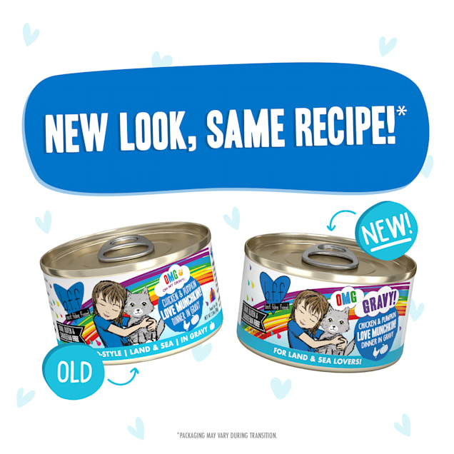 B.F.F. OMG Love Munchkin Chicken Pumpkin Dinner in Gravy Wet Cat Food 2.8 oz. Case of 12 Petco