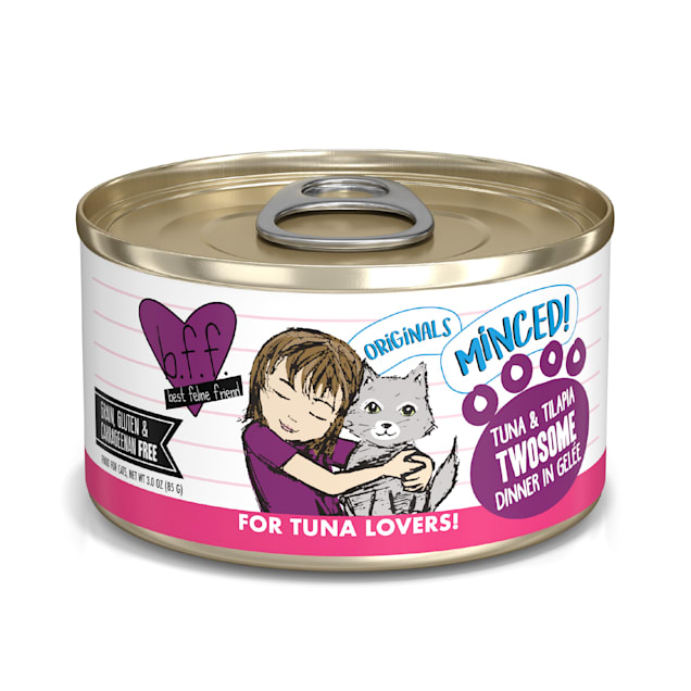 B.F.F. Originals Twosome Tuna & Tilapia Dinner in Gelee Wet Cat Food, 3 oz, Case of 24 - Carousel image #1