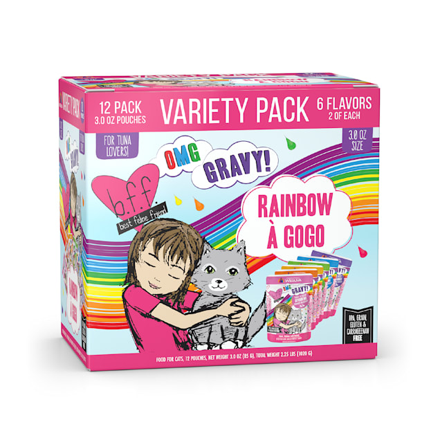 B.F.F. OMG Rainbow A Gogo Variety Pack Wet Cat Food, 3 oz, Count of 12 - Carousel image #1