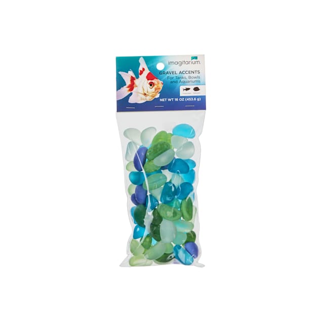 Imagitarium Cool Tumbled Green and Blue Glass Aquarium Gravel Accent Mix, 16 oz. - Carousel image #1