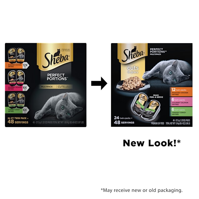 Sheba Perfect Portions Grain-Free Roasted Chicken Cuts in Gravy Entree  Adult Wet Cat Food Trays