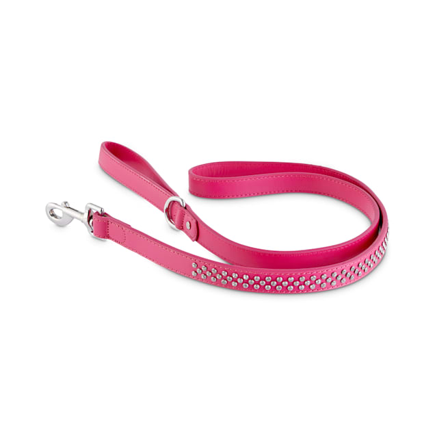 Bond & Co. Leather Bling Pink Dog Leash, 5 ft. Petco